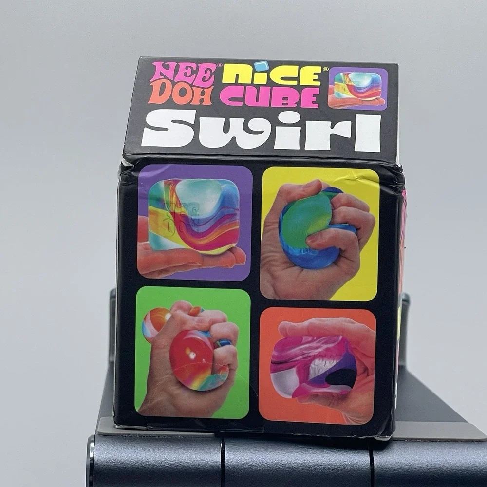 Needoh Nice Cube Swirl Lot Of 3 Fidget Toys Sensory Green Purple Super Squish